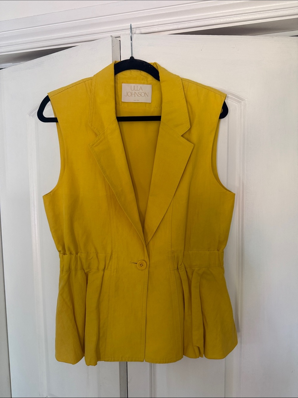 Ulla Johnson Sleeveless Tailored Blazer in Mustard Yellow